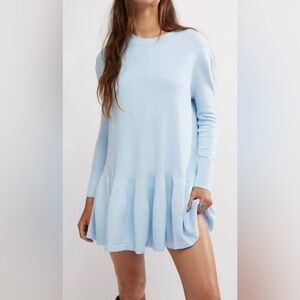 Free People baby blue Time On My Side Mini Sweater Dress